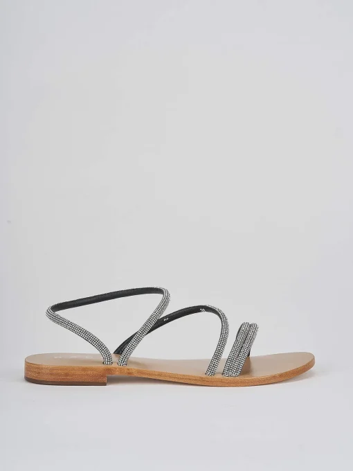 Sandali tacco 1 cm argento pelle