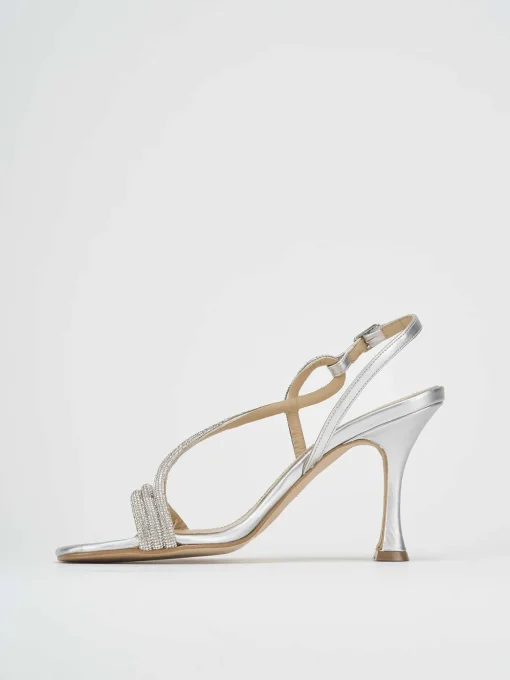 Sandali tacco 9 cm argento pelle