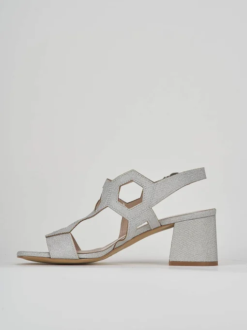 Sandali tacco 5 cm argento glitter