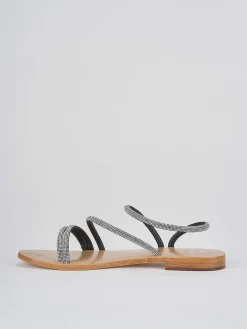 Sandali tacco 1 cm argento pelle