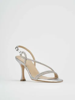 Sandali tacco 9 cm argento pelle