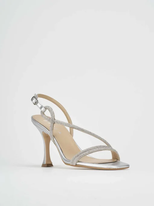 Sandali tacco 9 cm argento pelle