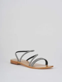 Sandali tacco 1 cm argento pelle