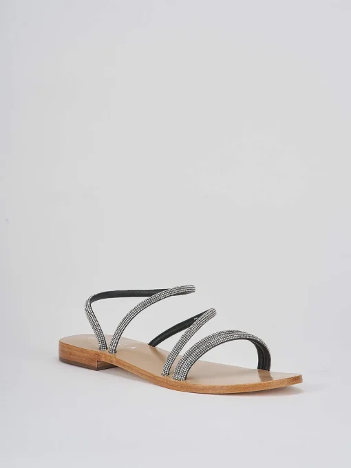 Sandali tacco 1 cm argento pelle