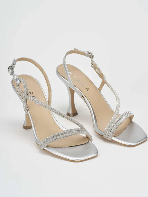 Sandali tacco 9 cm argento pelle