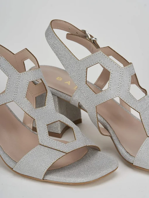 Sandali tacco 5 cm argento glitter
