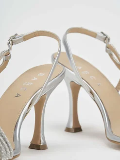 Sandali tacco 9 cm argento pelle