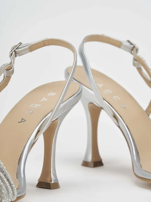 Sandali tacco 9 cm argento pelle