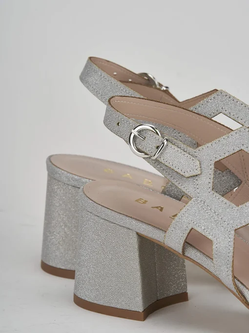 Sandali tacco 5 cm argento glitter