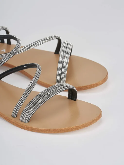 Sandali tacco 1 cm argento pelle
