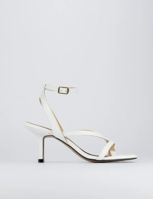 Sandali tacco 5 cm bianco pelle
