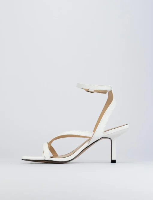Sandali tacco 5 cm bianco pelle
