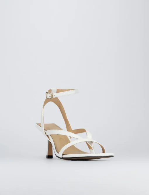Sandali tacco 5 cm bianco pelle