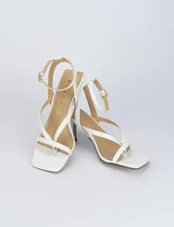 Sandali tacco 5 cm bianco pelle