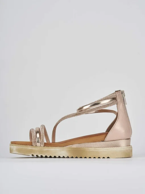 Sandali tacco 4 cm bronzo pelle