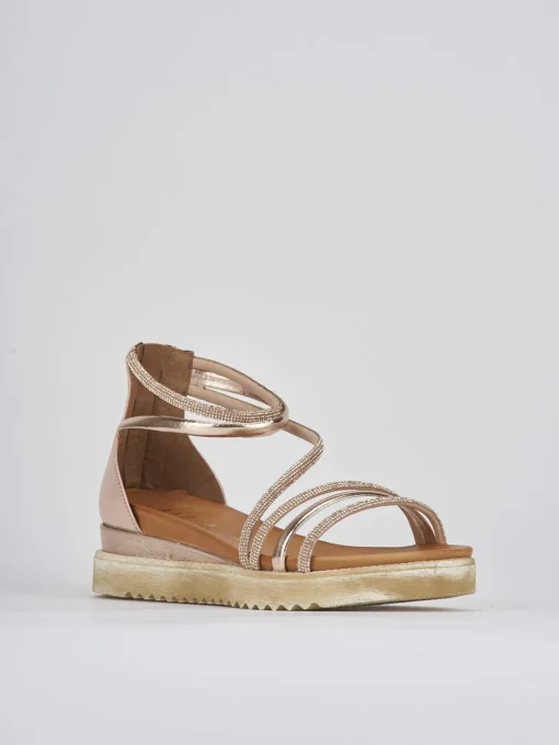 Sandali tacco 4 cm bronzo pelle