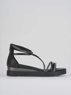 Sandali tacco 4 cm nero pelle