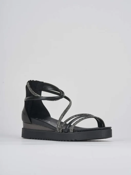 Sandali tacco 4 cm nero pelle