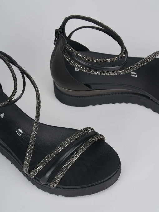 Sandali tacco 4 cm nero pelle
