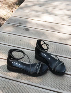Sandali tacco 4 cm nero pelle