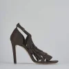 Sandali tacco 10cm camoscio testa