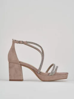 Sandali tacco 8cm camoscio rosa