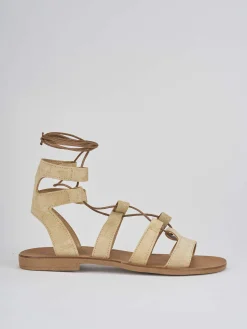 Sandali tacco 1cm camoscio beige