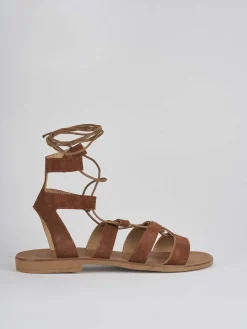 Sandali tacco 1cm camoscio marrone