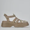 Sandali tacco 4cm camoscio beige