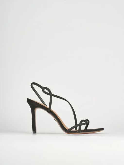 Sandali tacco 9cm camoscio nero