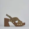Sandali tacco 9cm camoscio verde