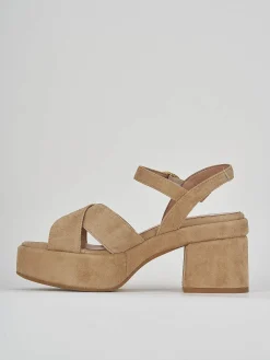 Sandali tacco 6cm camoscio beige
