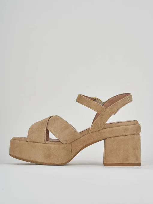 Sandali tacco 6cm camoscio beige