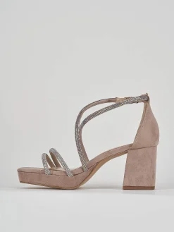 Sandali tacco 8cm camoscio rosa