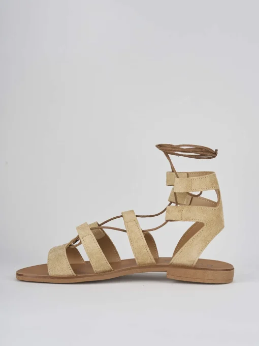 Sandali tacco 1cm camoscio beige