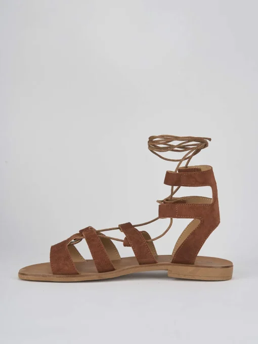 Sandali tacco 1cm camoscio marrone