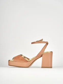 Sandali tacco 7cm camoscio rosa