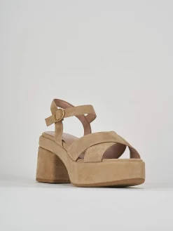 Sandali tacco 6cm camoscio beige