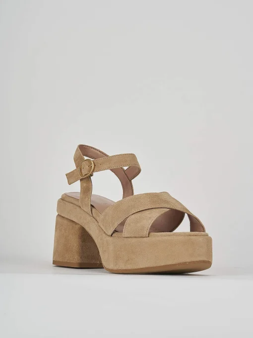 Sandali tacco 6cm camoscio beige