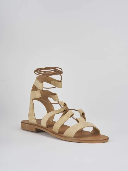 Sandali tacco 1cm camoscio beige