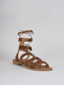 Sandali tacco 1cm camoscio marrone