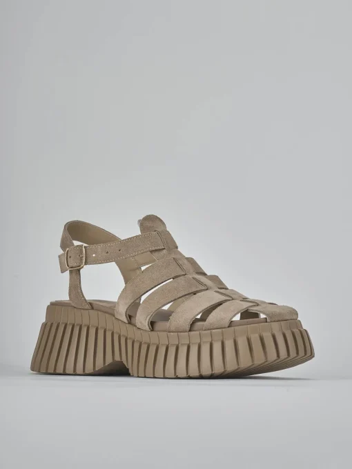 Sandali tacco 4cm camoscio beige