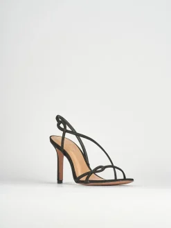 Sandali tacco 9cm camoscio nero