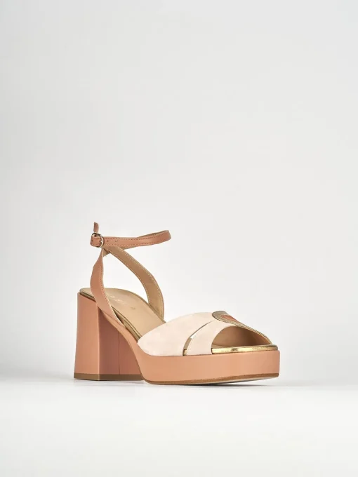 Sandali tacco 7cm camoscio rosa