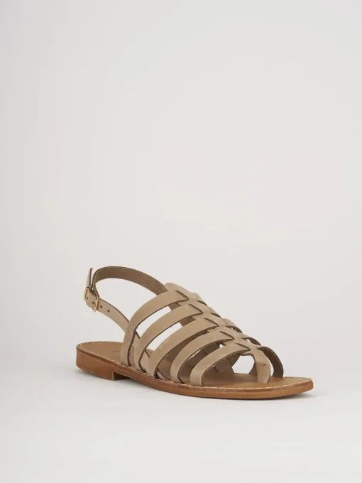 Sandali tacco 1cm camoscio beige