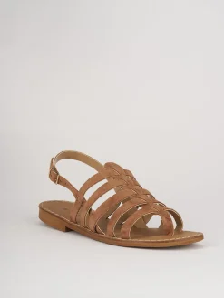 Sandali tacco 1cm camoscio marrone