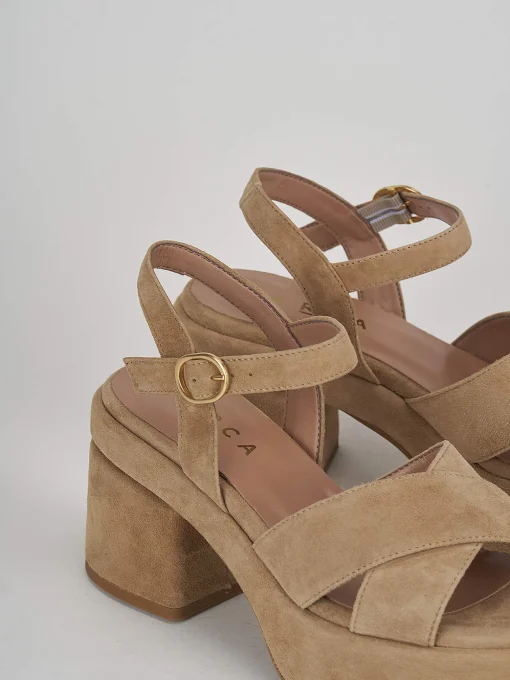 Sandali tacco 6cm camoscio beige