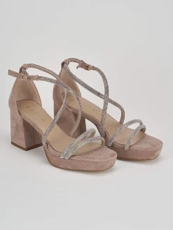 Sandali tacco 8cm camoscio rosa
