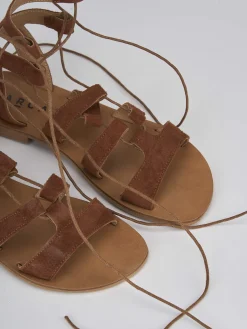 Sandali tacco 1cm camoscio marrone