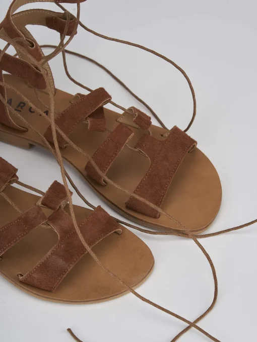 Sandali tacco 1cm camoscio marrone